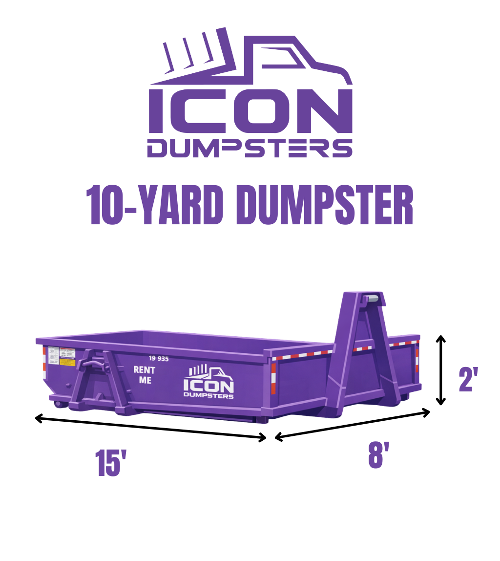 10 yard concrete dumpster rental dimensions and capacity chart