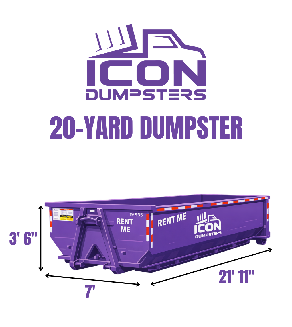 20 yard dumpster rental dimensions and capacity chart