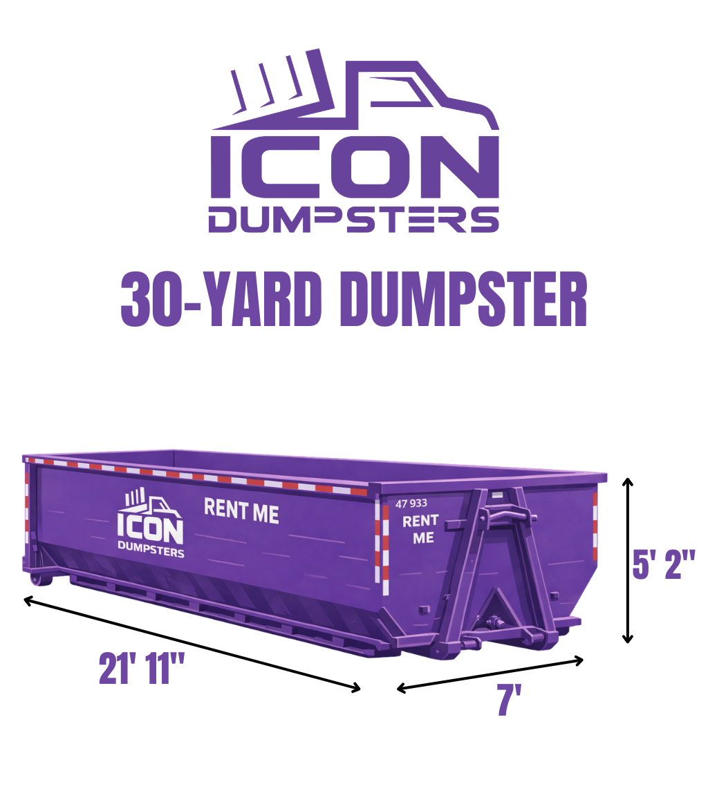 30 yard dumpster rental dimensions and capacity chart